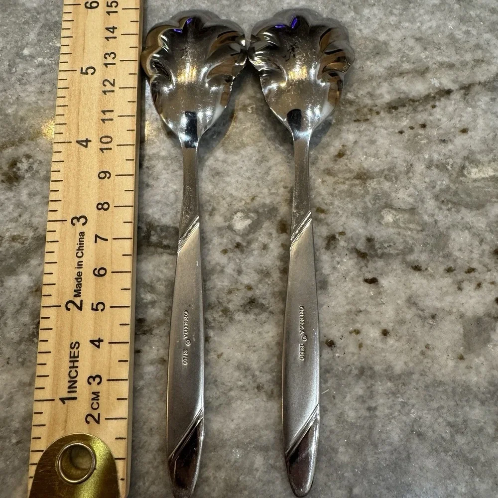 Oneida Risotto Sugar Shell Spoons Set Of 2 Condiments Stainless Steel 6